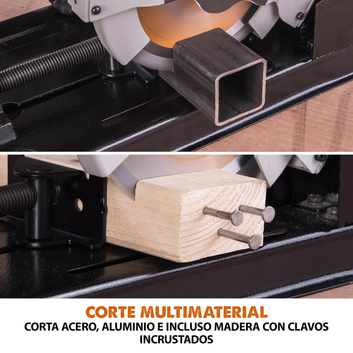 Evolution - Sierra tronzadora multimaterial Rage 4, corta madera, metal y plástico,