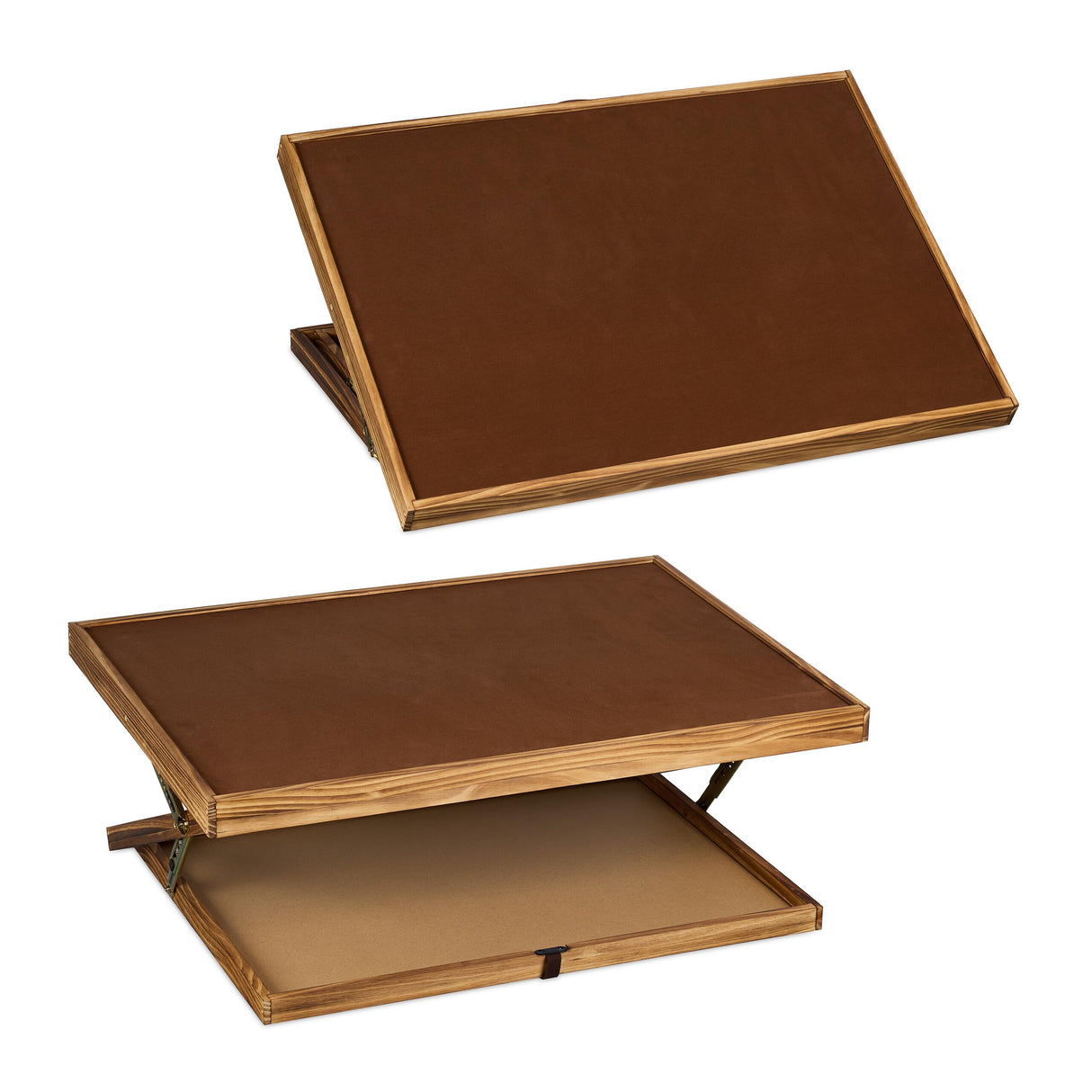 Relaxdays Puzzletisch Tablero de Puzle, Mesa de Rompecabezas Altura Ajustable, para 1000 y 1500 Piezas, Reversible, Madera, Natural, Fieltro, 38 x 93 x 74,5 cm