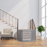 Relaxdays Barrera Seguridad Niños y Animales, Valla Protección Mascotas, Puerta, 70x154cm, Plegable, 3 Paneles, Gris, Tablero de Fibras