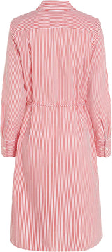 Tommy Hilfiger Vestido camisero Mujer Essential Shirt Dress hasta la rodilla, Rojo (Ithaka Stp/ Fierce Red), 38
