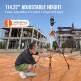 VEVOR Trípode para Nivel Láser Resistente, Ajuste de Altura de 1145-2905 mm, con Burbuja de Nivel y Limitador de Difusión, Pies Antideslizantes Elevables para Construcción, 200 x 145 x 1270 mm
