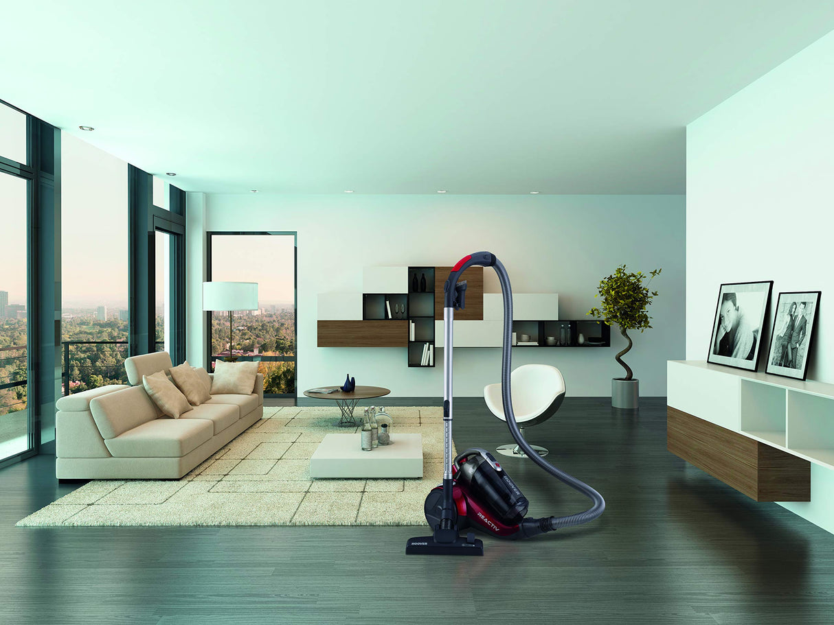 Hoover - Reactiv RC25 - Aspirador sin bolsa con filtro EPA, Especial para parquet y mascotas - Potencia 800W, Clase A, Color Rojo