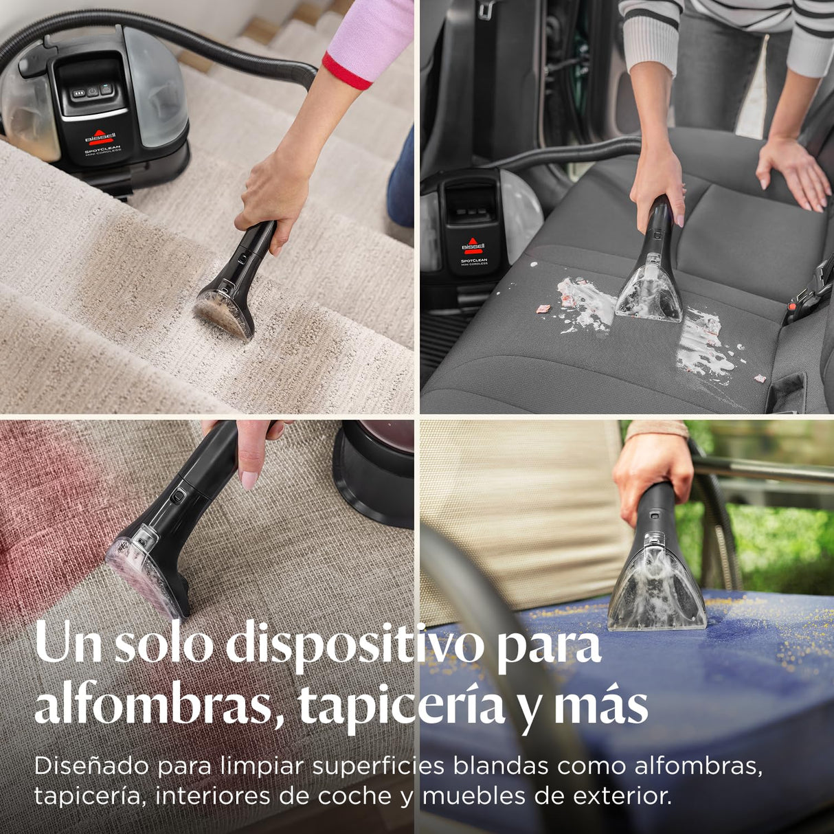 BISSELL SpotClean Mini Aspiradora de Agua Tapiceria Inalámbrico, Limpiador de Tapicerias Portátil, Limpia Rápidas, Compacto y Ligero, Lava Aspiradora para Coche, Barco, Sofá y Más, 40651