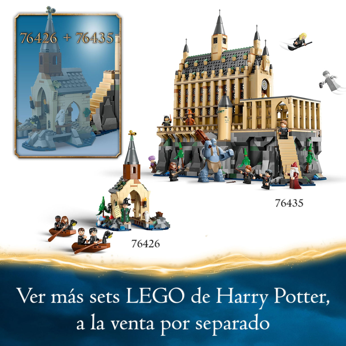 Lego Harry Potter Castillo de Hogwarts: Gran Comedor de la Escuela de Magos de Juguete, 11 Minifiguras Incluidas Hermione Granger y Ron Weasley, Regalo para Niños y Niñas de 10 Años o Mas 76435
