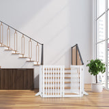 Relaxdays Barrera Seguridad Niños, Valla Protectora, Puerta, 92x206cm, Plegable, Cerca Protección Bebés, Perros, Blanco, Fibra Vegetal