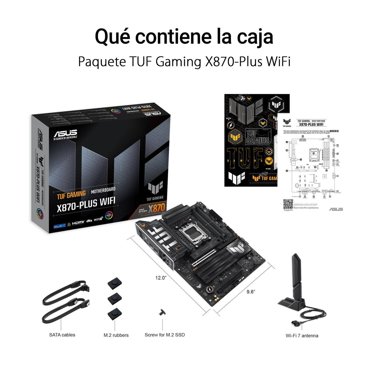 ASUS TUF Gaming X870-PLUS WiFi - Placa Base AMD ATX, 16+2+1(80A) etapas de Potencia, DDR5, PCIe 5.0 Compatible con GPU de última generación, 4X M.2, WiFi 7, USB4, USB 20 Gbps con PD Fast Charge