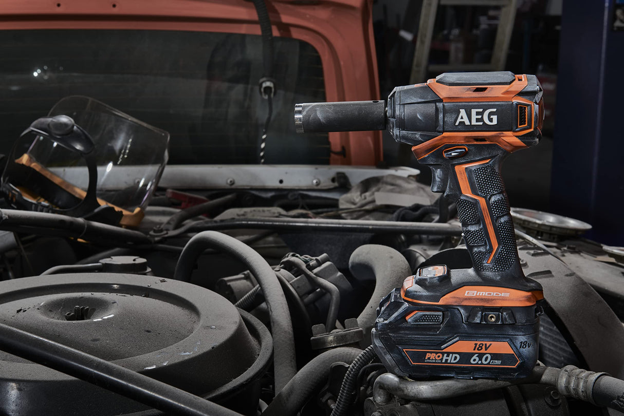 AEG - Llave de Impacto 18V Compacta PRO18V Brushless (Sin Batería) - 6 Modos - Par 300 Nm - Aplicaciones Apriete y Afloje Automóviles y Trabajos Estructurales Medianos - BSS18C12ZB6-0
