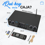 Pyle Amplificador de Sonido, Cine en casa, 800W, Bluetooth, Estereo, para el hogar, 4 Canales, con MP3/USB/SD/AUX/RCA/FM, Microfono, Auriculares, Volumen LED