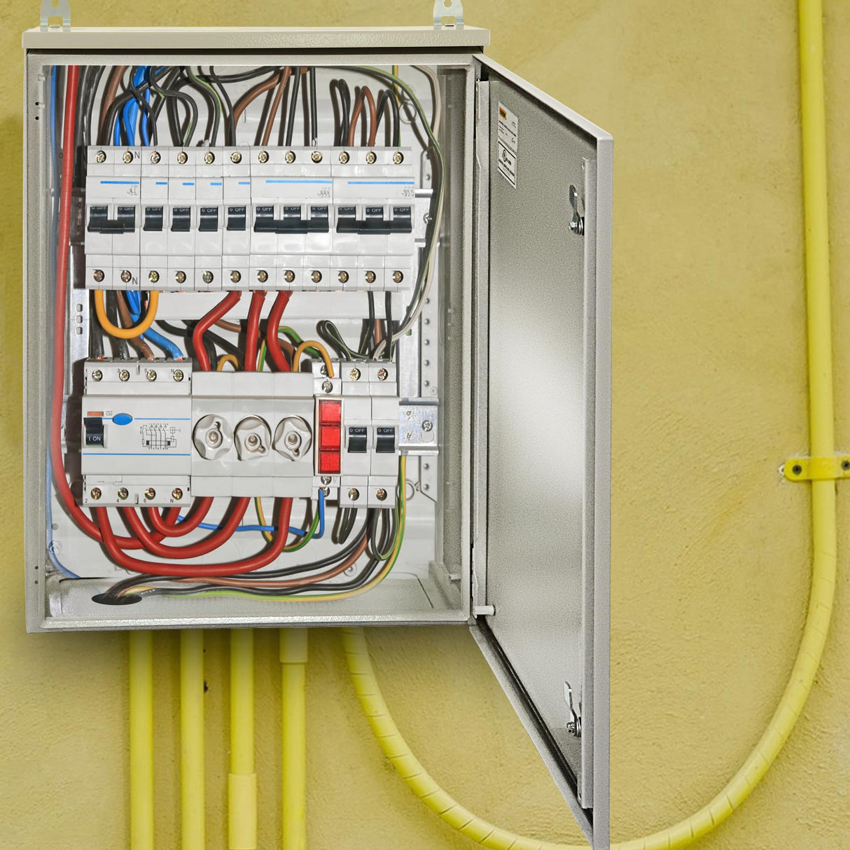 VEVOR Caja eléctrica 70 x 50 x 20 cm caja para exteriores IP65 resistente al agua y al polvo caja de conexiones con bisagras de acero al carbono laminado en frío para uso en interiores y exteriores