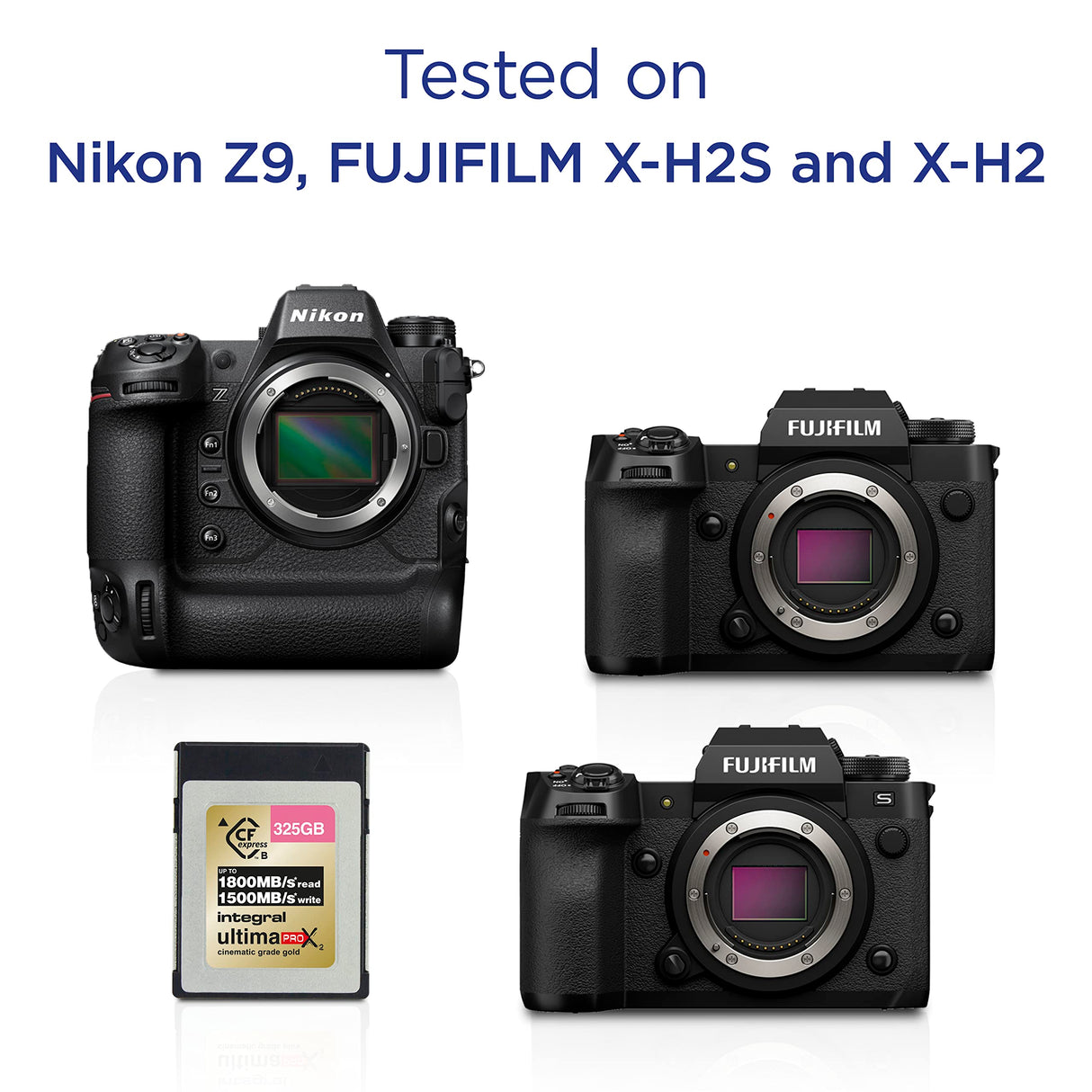 Integral 325GB CFexpress Memory Card Type B 2.0 12K and 8K Raw and 8K 120 FPS 1800MB/s Read 1500MB/s Write Speed 1500MB/s Sustained Write Speed Designed for Advanced Cinematic and DSLR Cameras