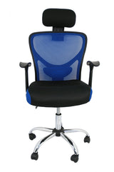 La Silla Española Ronda Silla de Oficina con Reposacabezas, Poliéster y Rejilla, Azul, 66x62x125 cm
