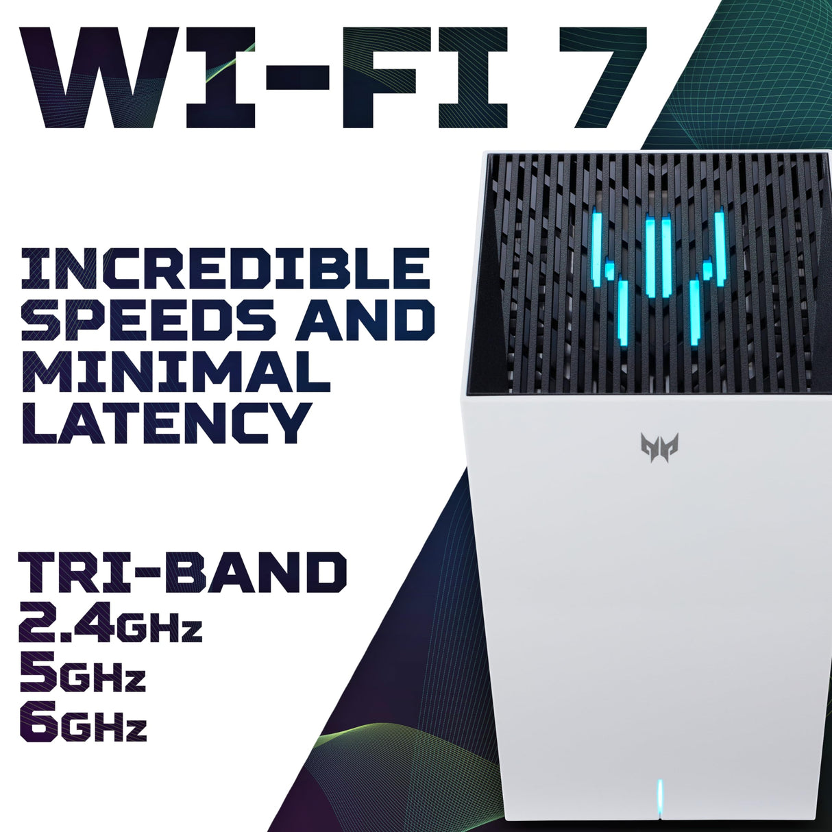 Enrutador WiFi Predator Connect T7, WiFi 7, hasta 5,7 Gbps, Latencia 1 ms, Compatible con Intel® Killer™ Prioritization Engine, Sistema de Malla