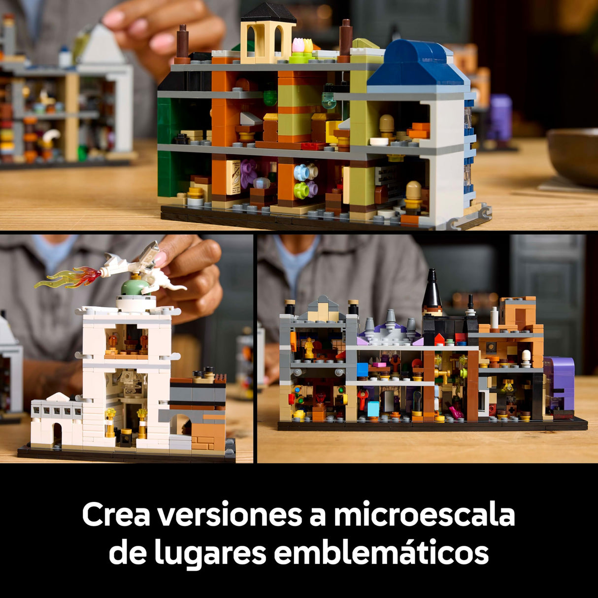 LEGO Harry Potter Tiendas Mágicas del Callejón Diagon Maqueta para Adultos y 12 Micro Figuras de Colección, Autobús Noctámbulo, Regalo para Mujeres y Hombres, Decoración Dormitorio, Set de Magia 76444