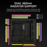 CORSAIR Frame 5000D RS Caja Modular Mid-Tower de Gran Flujo de Aire para PC – 4X Ventiladores RS Preinstalados, Sistema de Montaje de Ventiladores InfiniRail – Negro