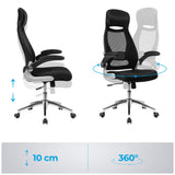 SONGMICS OBN86BK Silla giratoria de Oficina Silla de Escritorio de Malla con reposacabezas Mecanismo sincronizad y Altura Ajustable Negro