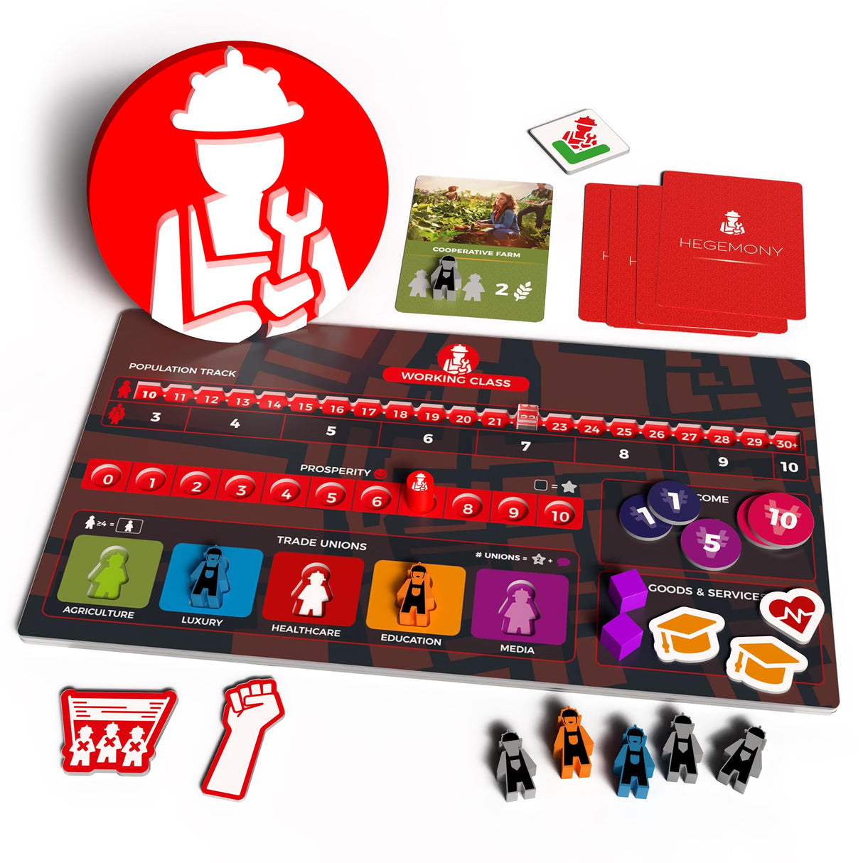 Hegemony Lead Your Class to Victory | Unique Asymmetric Card Driven Game | Political Economic Board Game | Ages 14+ | 2-4 Players | English Version