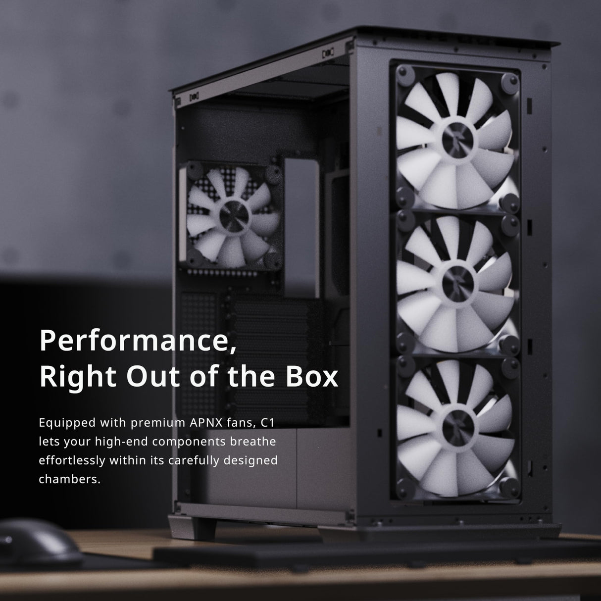 APNX C1 Midi-Tower ATX-Gehäuse, Tempered Glass - schwarz