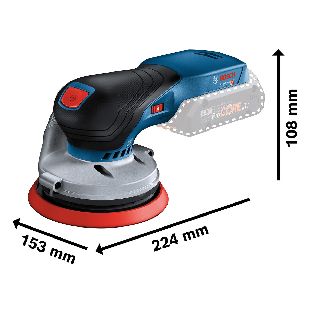 Bosch Professional 18V System GEX 18V-125 - Lijadora excéntrica a batería (Brushless, Ø plato 125 mm, bolsa para polvo, sin batería, en L-BOXX)
