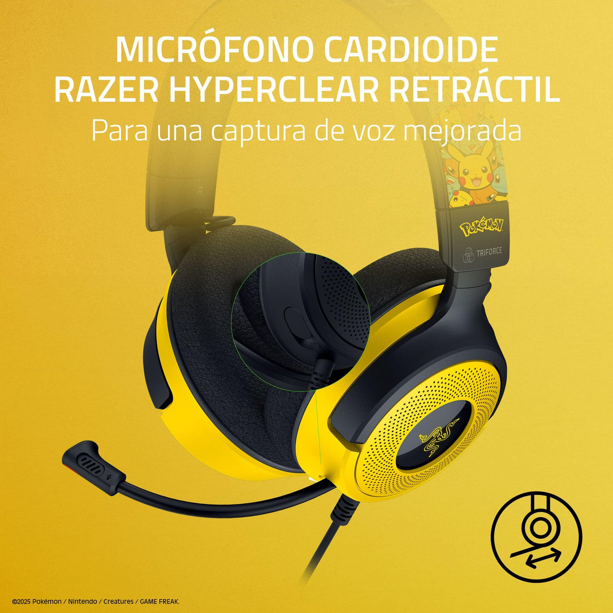 Razer Kraken V4 X Pokémon Edition - Auriculares USB con Cable para Juegos de PC - Controladores 40mm - micrófono cardioide retráctil - Sonido Envolvente - RGB - para PC y Consola | Pokémon Kanto