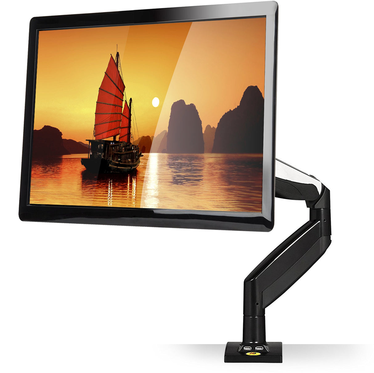StandMounts Soporte Giratorio para Monitor Led LCD Curve de 22"-32" Mango de Escritorio VESA 75x75 y 100x100 mm Carga 8 kg F85A Negro