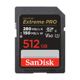 SanDisk 512 GB Extreme PRO Tarjeta de memoria SDXC, con hasta 280 MB/s, UHS-II, C10, U3, V60