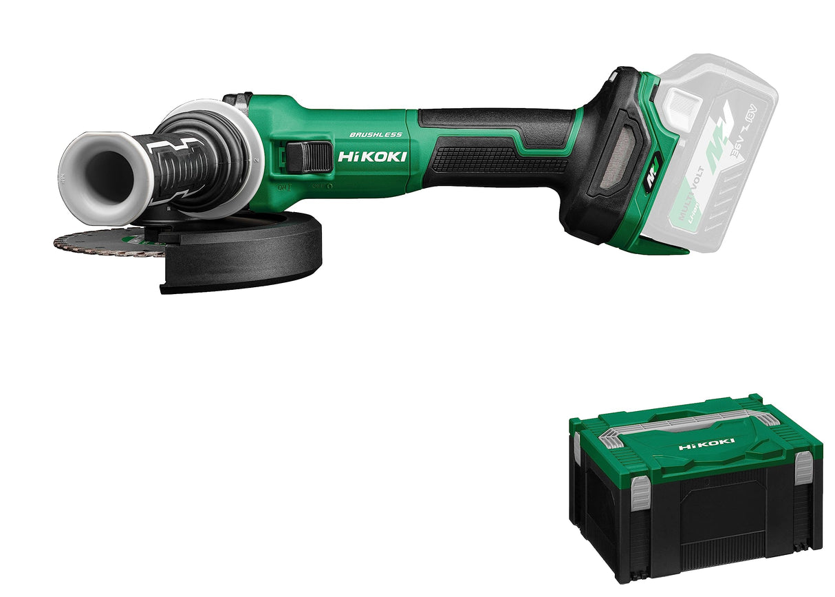 HIKOKI Akku Winkelschleifer G3615DVE, Schleifscheiben Ø: 150 mm (36V, Leerlaufdrehzahl: 3200-8000 min-1, Antriebsspindel: M14, Brushless, Zubehör im HSCIII Koffer) OHNE Akku u. Ladegerät.