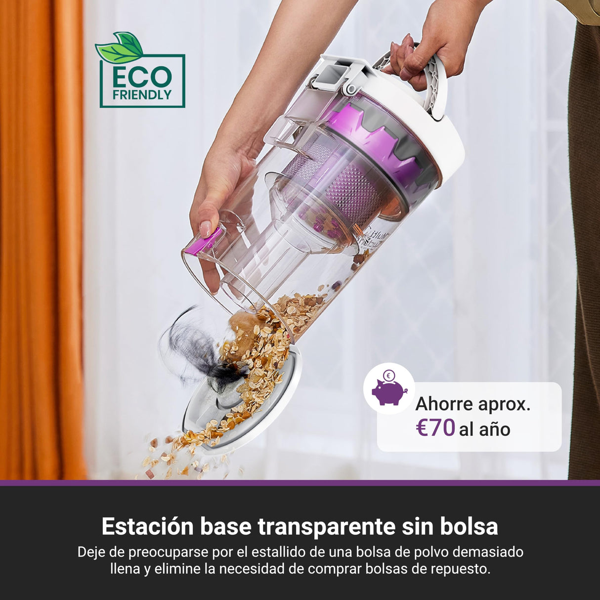 Eureka E20 EVO Plus Robot Aspirador y Fregasuelos 10000 Pa con Base Autovaciado, Navegación Láser, Duración de Batería 180 Min, Aspiradora Inteligente Antienredo para Suelos Duros, Alfombras, Pelo