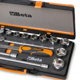 Beta 920A/C17M - Surtido de 17 llaves de vaso hexagonales y 5 accesorios, en termoformado de espuma, en caja de metal