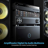 Pyle Amplificador de Sonido, 4000W, Bluetooth, Inalambrico, Sistema de Caja de Receptor Estereo, para el hogar, 8 Canales, RCA, USB, AUX, Altavoces, PA, Teatro, Estudio, Escenario