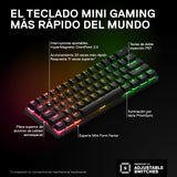 SteelSeries Apex Pro Mini Wireless-Teclado gaming mecánico –El teclado más rápido del mundo- Accionamiento ajustable - Factor forma compacto 60% – Bluetooth 5.0 – 2,4GHz – Teclado americano (QWERTY)