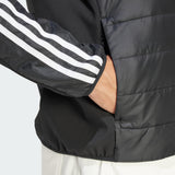 adidas Hombre Essentials 3-Stripes Insulated Hooded Hybrid Jacket, Black, S