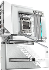 GIGABYTE X870 AORUS Stealth Ice Placa Base – Compatible con procesadores AMD Ryzen 9000, VRM Digital de 16+2+2 Fases, hasta 8200 MHz DDR5 (OC), 2 x PCIe 5.0 + 2 x PCIe 4.0, Wi-Fi 7, LAN 5 GbE, USB 4