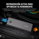 Corsair MP700 Pro SE con Refrigerador de Aire 4 TB PCIe 5.0 x4 NVMe 2.0 M.2 SSD – M.2 2280 – hasta 14.000 MB/s de Lectura Secuencial – 3D TLC NAND de Alta Densidad – Negro