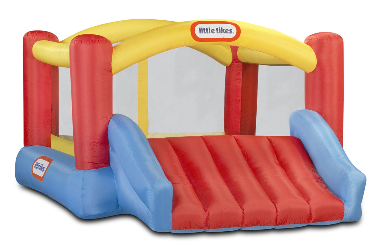 Little Tikes Jump 'n Slide Castillo Hinchable - con Paredes en Malla para Uso Exterior - Incluye Funda, Compresor y Parches de reparación - Edad: 3+ años, Exclusivo en Amazon