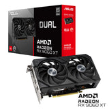 ASUS Dual Radeon RX 9060 XT 8 GB GDDR6, Tarjeta gráfica, PCIe 5.0, HDMI 2.1b, DisplayPort 2.1a, diseño de 2.5 Ranuras, diseño de Ventilador Axial-Tech, tecnología 0dB