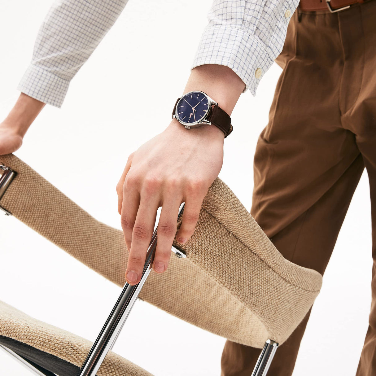 Lacoste Reloj Analógico de Cuarzo para Hombre Colección Vienna con Correa de Cuero Marrón - 2011046