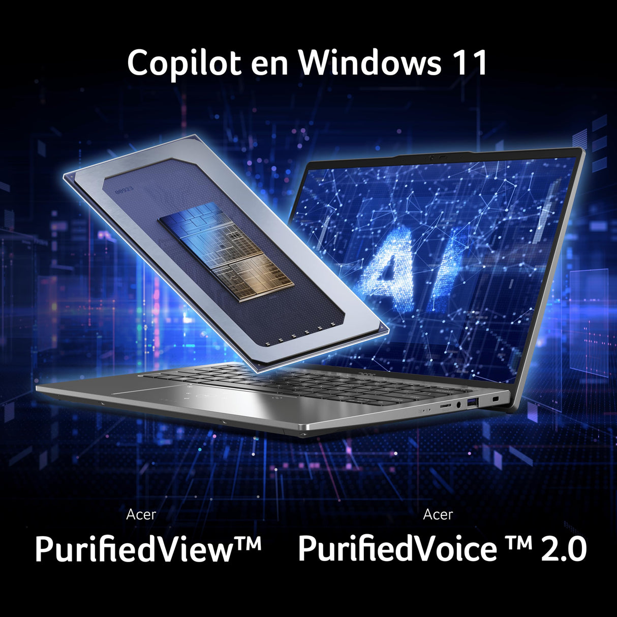 Acer Swift Go 14 SFG14-73 - Ordenador Portátil 14" 2.8K OLED (Intel Core Ultra 7 Processor 155U, 16GB RAM, 512GB SSD, Windows 11 Home) Plata - Teclado QWERTY Español
