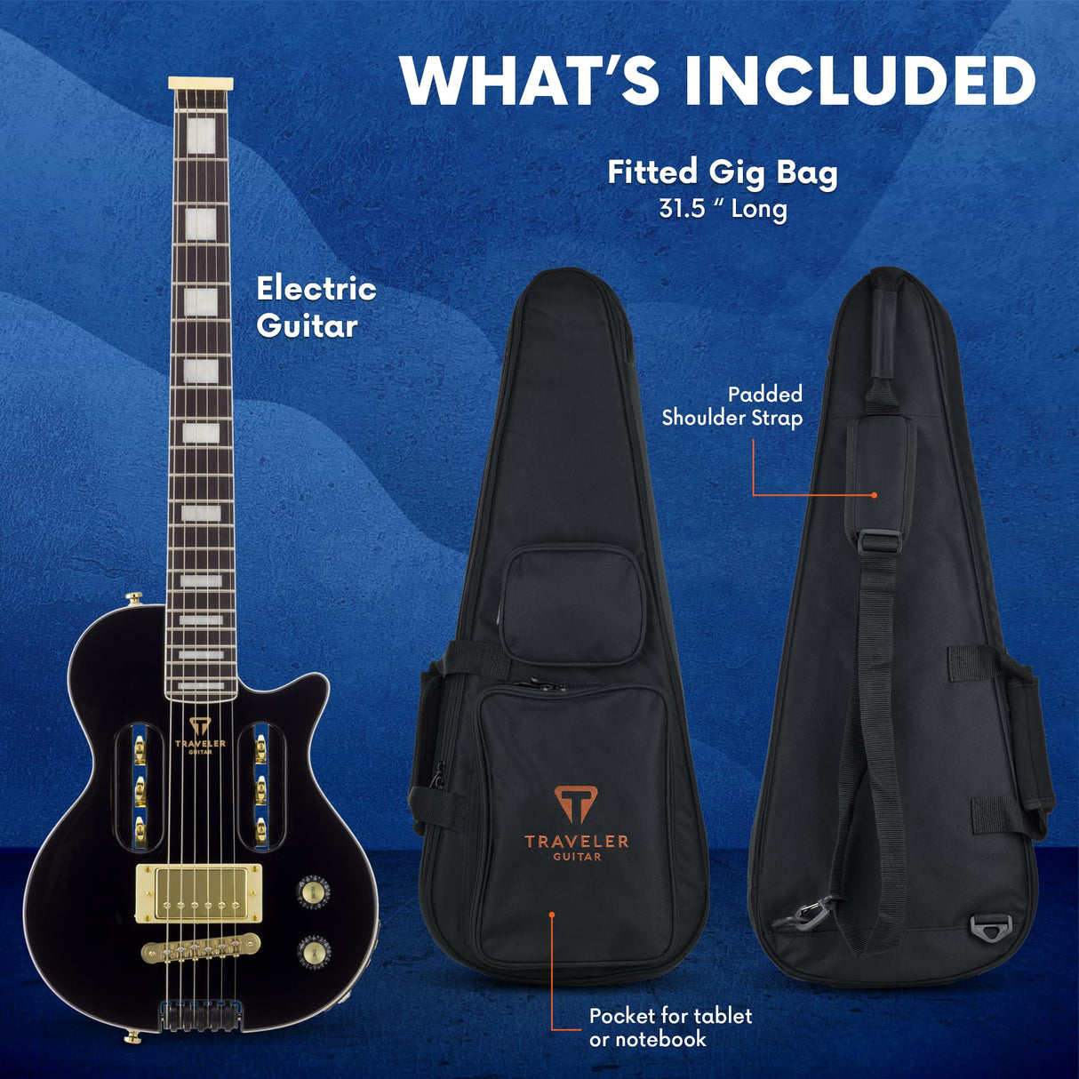 Traveler Guitar Guitarra eléctrica personalizada EG-1, negro brillante (EG1C BKG)