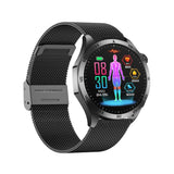 Knauermann VALDUS Pro 3 Fan Edition Redondo (2025) Negro, Reloj Sanitario, Reloj Inteligente con función telefónica, ECG Plus HRV y función SOS, BT Bluetooth, apnea del sueño, Milanés, Negro, 14-24,