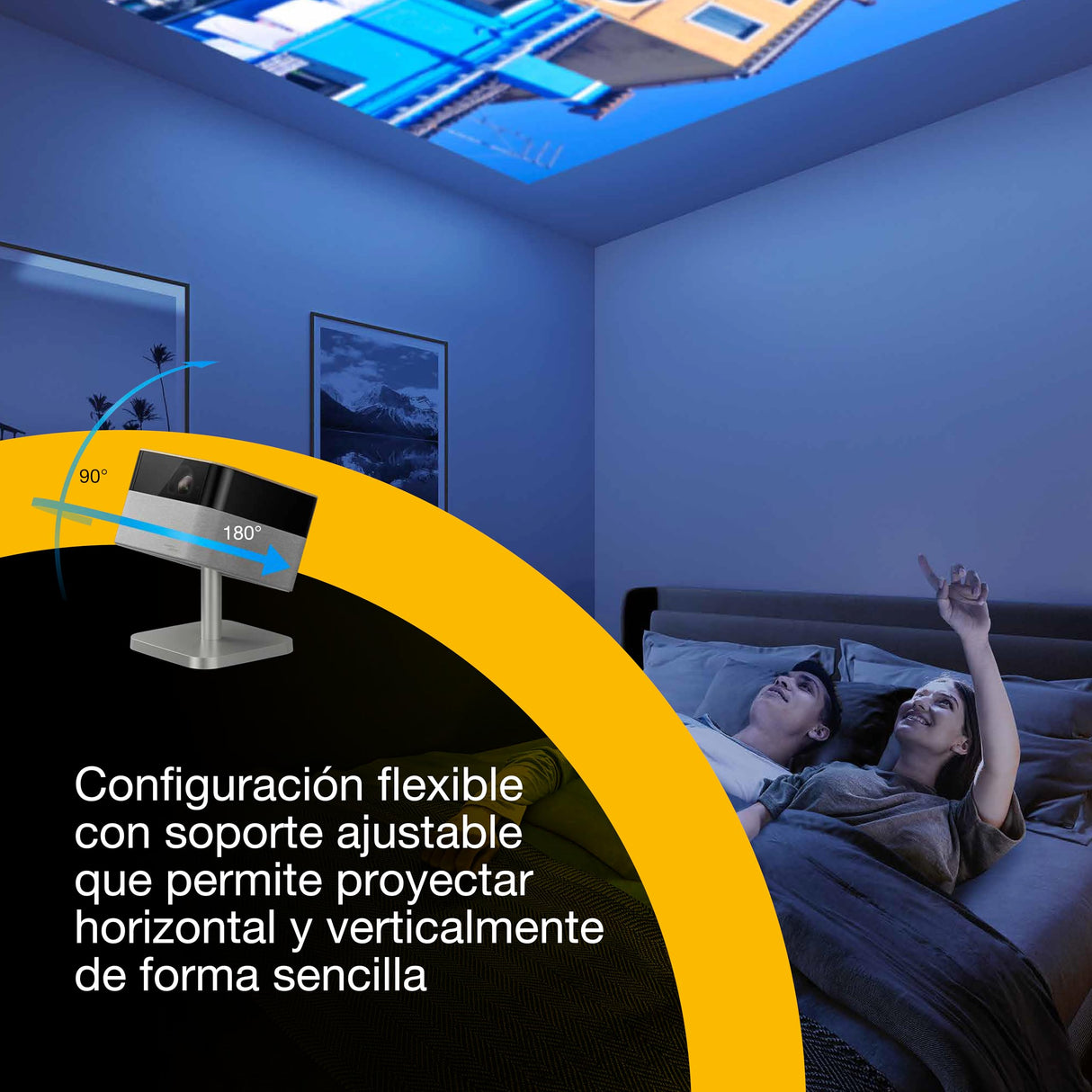 Epson Lifestudio Flex Plus EF-72 Roble,proyector portátil smart,Sound by Bose,Google TV,4K Pro UHD, Función de lámpara lateral LED, soporte ajustable, uso en interiores/exteriores, 5 años de garantía*