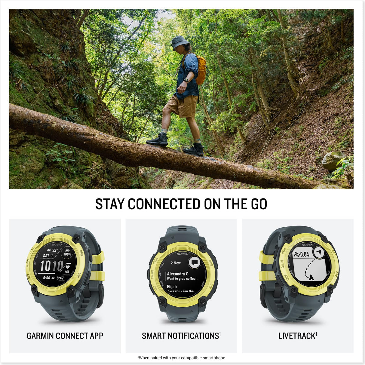 Garmin Instinct E, Reloj Inteligente con GPS, 40 mm, Resistente al Agua, Aplicaciones Deportivas integradas, Monitorización de la Salud, Notificaciones Inteligentes, Amarillo