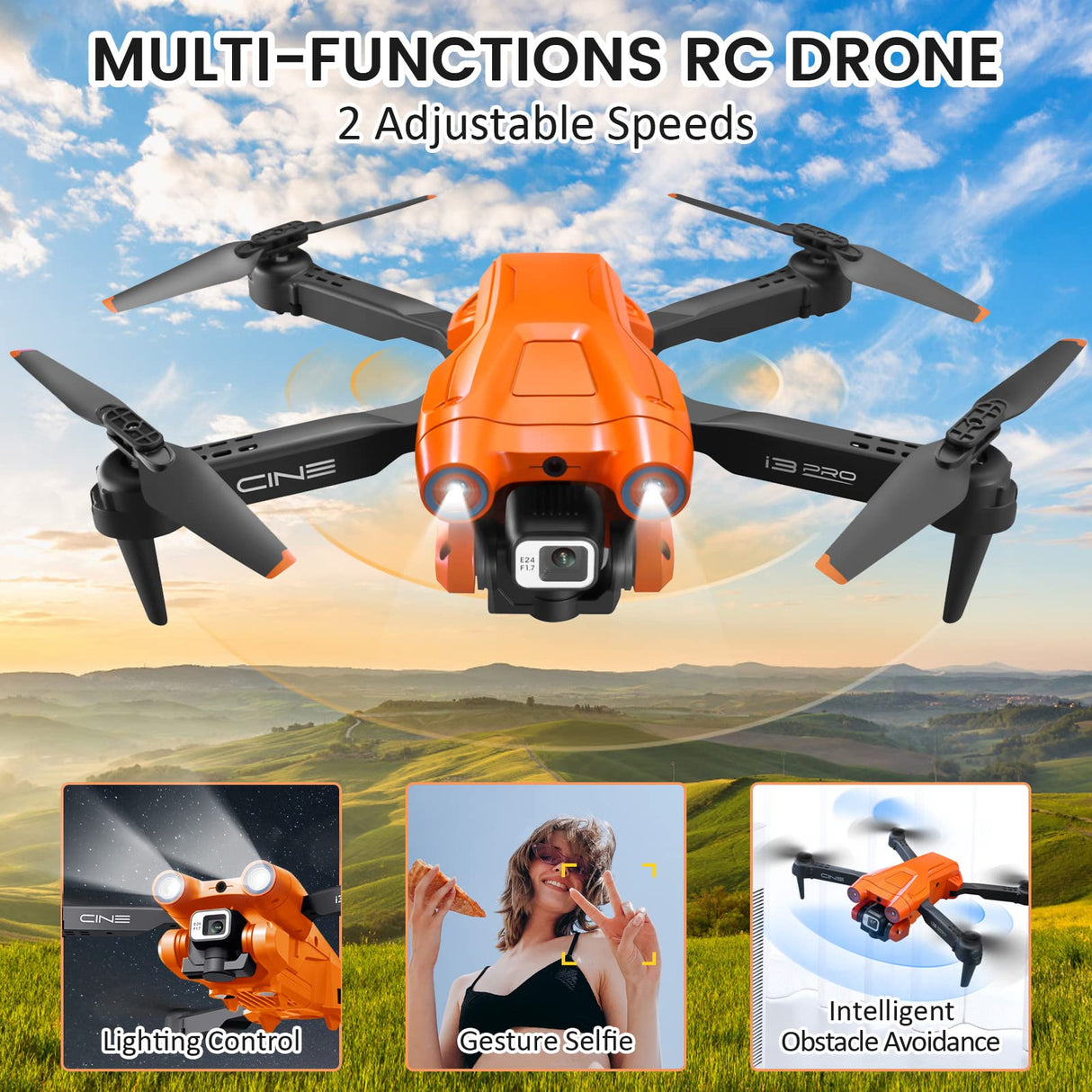 Mingfuxin Drone plegable con cámara para principiantes, drone RC Quadcopter con aplicación WIFI FPV vídeo en vivo, retención de altitud, modo sin cabeza, despegue de una tecla para adultos y niños