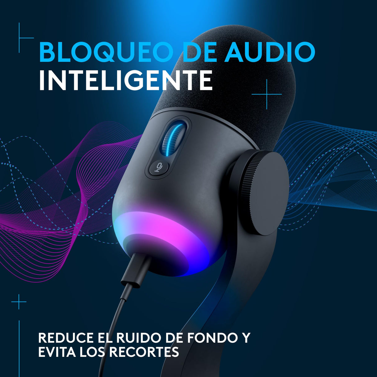 Logitech G Yeti GX, micrófono dinámico RGB con LIGHTSYNC para gaming, micrófono USB para streaming, supercardioide, Plug and Play USB para PC/Mac - Negro