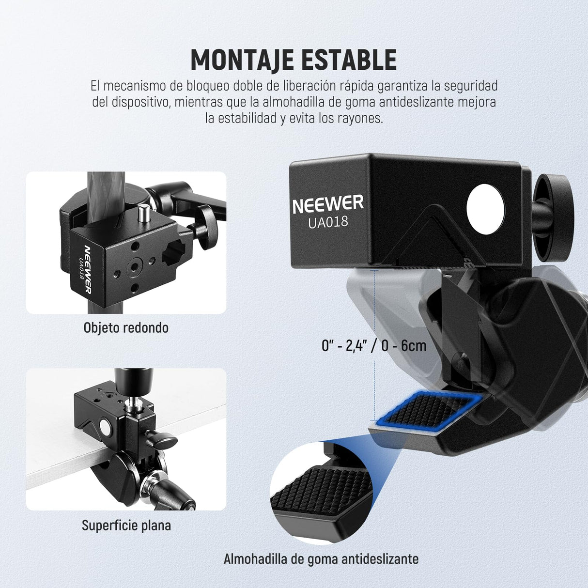 NEEWER 21" Brazo Mágico Montaje Cámara con Super Clamp,Soporte Escritorio Superior con 360° Cabezal Bola Dual,Adaptador Perno 1/4" 3/8" 5/8" para PA073 PA074 Phone Cage Rig DSLR Cámara Monitor, UA018