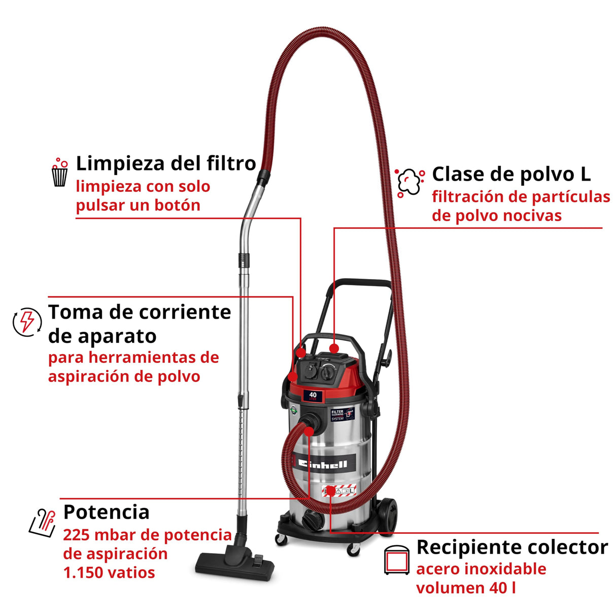 Einhell TE- VC 4090 SACL Aspirador en seco y húmedo