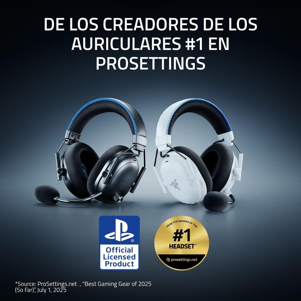 Razer BlackShark V3 Pro for PlayStation - Auriculares inalámbricos para esports con cancelación activa de ruido ANC - Controladores de 50mm - HyperSpeed 2,4GHz - Spatial THX - PS5/PC | Negro