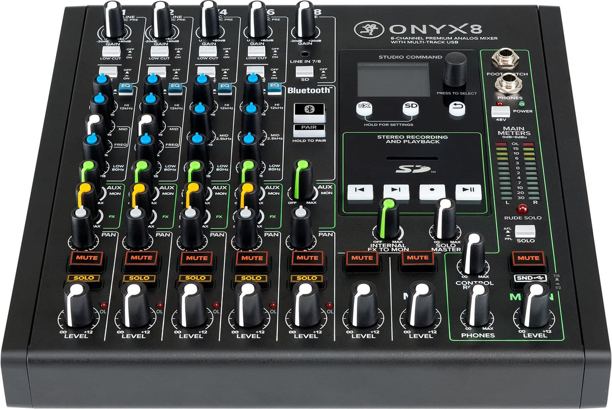 MACKIE Onyx8 Mezclador Analógico Premium de 8 Canales con USB Multi-Pista
