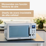 SEVERIN Microondas con grill y convección, función de freidora de aire, 4 en 1 para descongelar, cocinar y calentar, 25 L, acero inoxidable cepillado/plateado, MW 7982