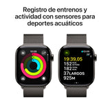 Apple Watch Series 10 GPS + Cellular Smartwatch con Caja de Titanio Pizarra de 42 mm y Pulsera Milanese Loop Pizarra - Talla única. Monitor de entreno, App ECG y Neutro en Carbono