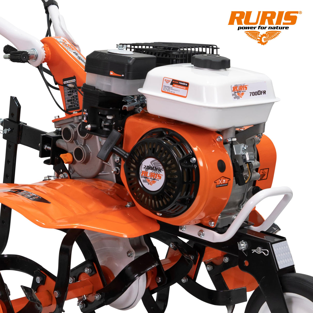 RURIS POWER FOR NATURE Motobinosa 7000 FR, 7 CH, 24 Fresas, Ancho de Trabajo 560-830 mm, manillares Ajustables +Tope + Lote contrapeso 10 kg